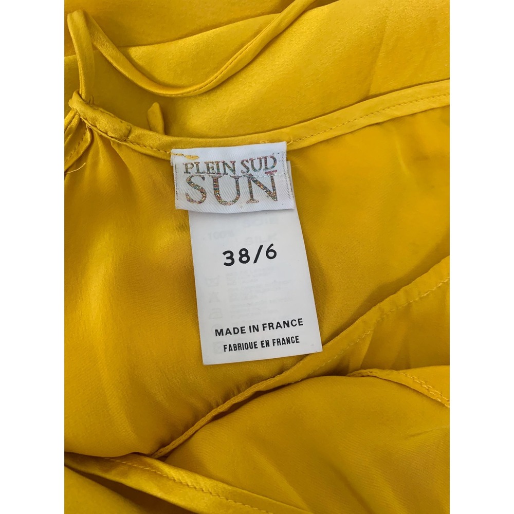 Plein Sud Sun Silk Slip Dress Womens 6 Yellow Excellent 90s Y2K Maxi Gown French - Picture 4 of 10